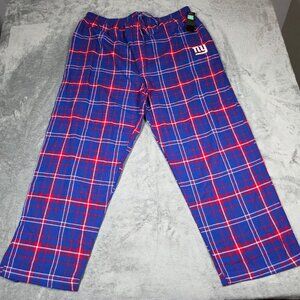 New York Giants Pajama Pants Mens 2XL Red Blue Plaid Flannel NY NFL Lounge NEW